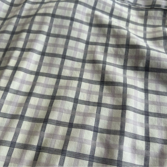 RW&Co men’s dress shirt, white with purple plaid pattern size medium neck, 15 - Picture 7 of 9